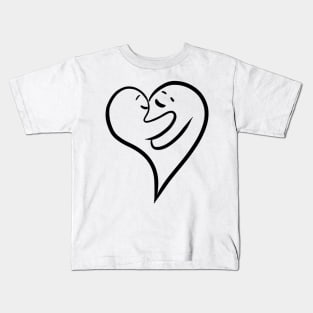 happy, positive energy, graphically drawn heart figures embracing each other design by ironpalette Kids T-Shirt